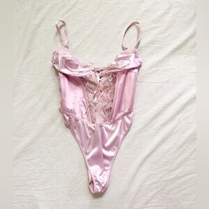 Pink Satin and Lace Bodysuit
